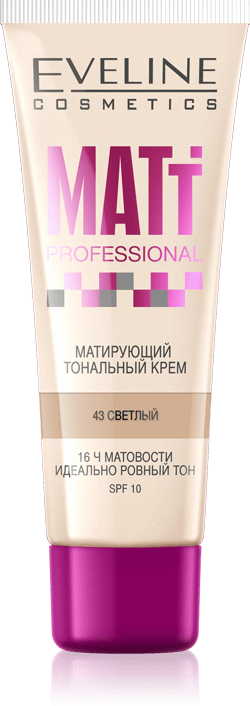 Матирующий тональный крем Matt Professional №43 светлый Eveline, 30 мл фото 1 &mdash; TD-EX.RU