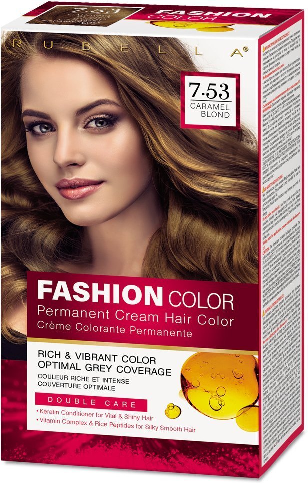 Стойкая крем-краска для волос Rubella Fashion Color 7.53 Карамельный блонд, 50 мл  фото 1 &mdash; TD-EX.RU