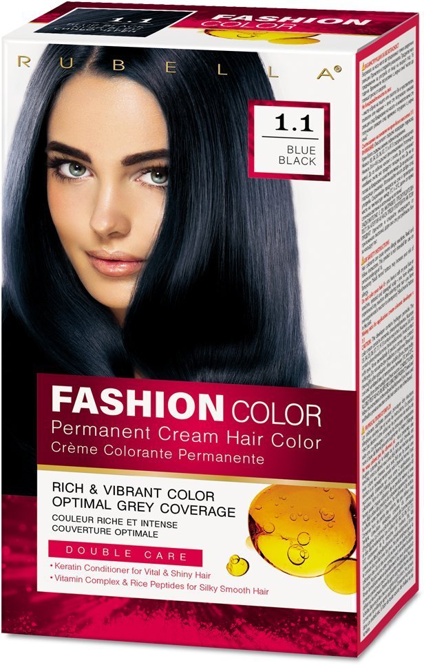 Стойкая крем-краска для волос Rubella Fashion Color 1.1 Иссиня-черный, 50 мл фото 1 &mdash; TD-EX.RU