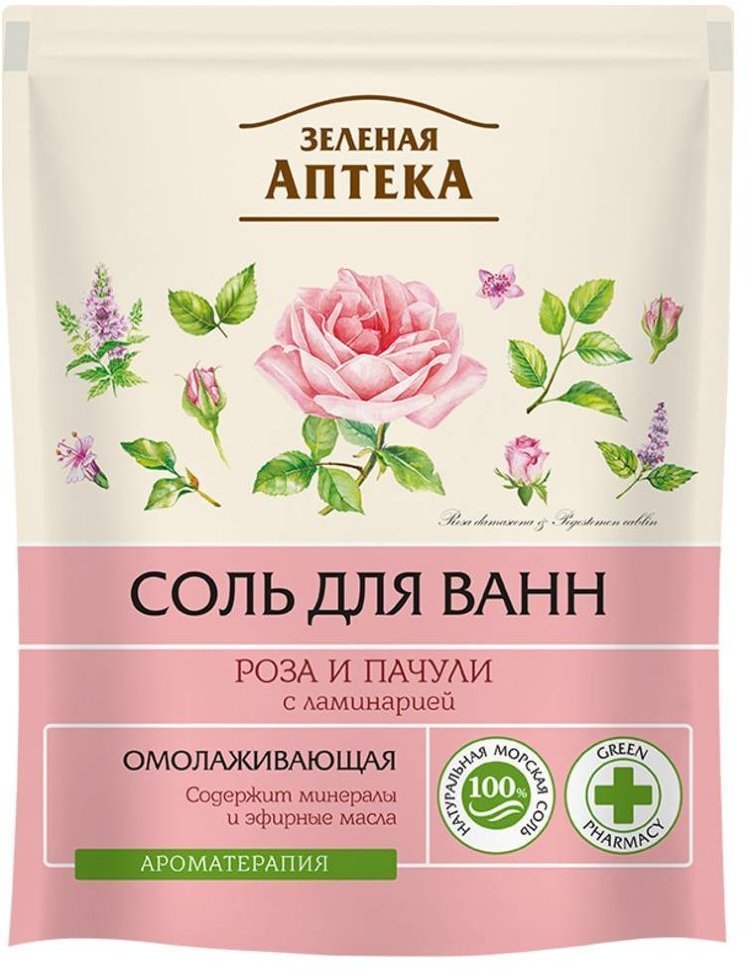 Соль для ванн (дой-пак) "Роза и пачули" Зеленая аптека, 500 г фото 1 &mdash; TD-EX.RU