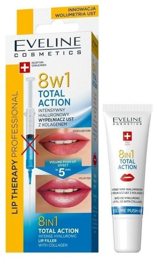 Филлер для губ интенсивный гиалуроновый Lip Therapy Professional Total Action 8 в 1 с коллагеном Eveline, 12 мл фото 1 &mdash; TD-EX.RU