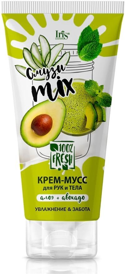 Крем-мусс для рук и тела алоэ+авокадо Смузи-MIX Iris, 180 мл  фото 1 &mdash; TD-EX.RU