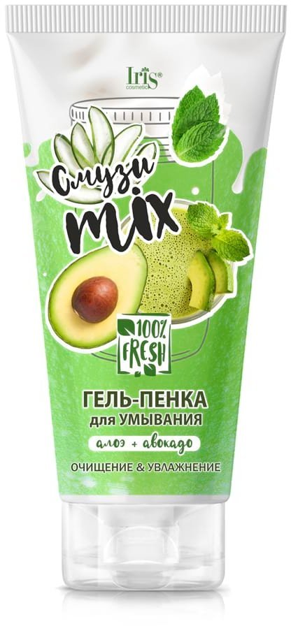 Гель-пенка для умывания алоэ+авокадо Смузи miх IRIS, 170 г.  фото 1 &mdash; TD-EX.RU