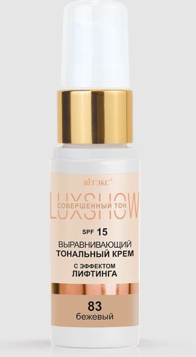 Выравнивающий ТОНАЛЬНЫЙ КРЕМ С ЭФФЕКТОМ ЛИФТИНГА SPF15 Тон 83 Бежевый LuxShow Витэкс, 30 мл фото 1 &mdash; TD-EX.RU