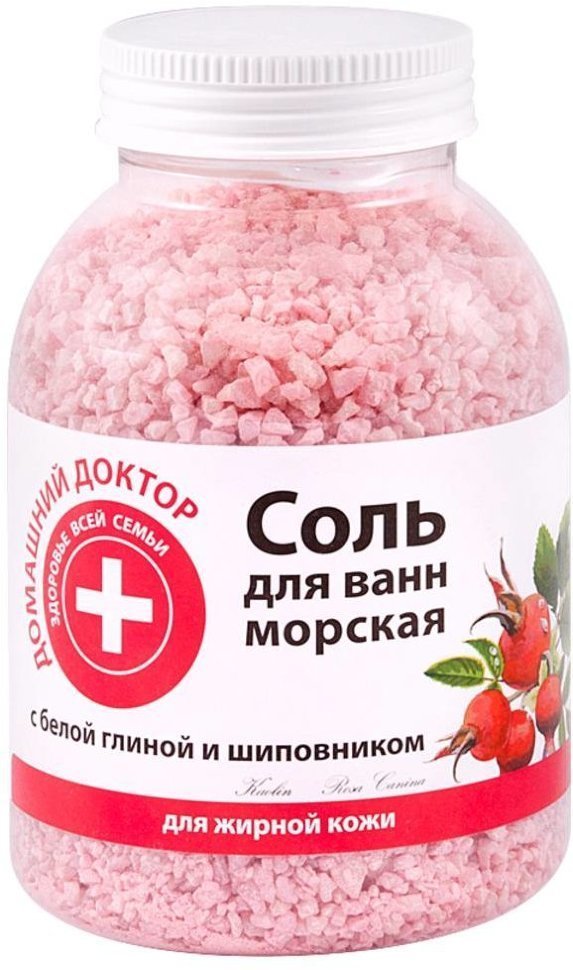 Соль для ванн морская с белой глиной и шиповником Домашний доктор, 1000г фото 1 &mdash; TD-EX.RU