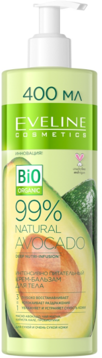 Интенсивно питательный крем-бальзам для тела - AVOCADO серии 99% NATURAL Eveline, 400мл фото 1 &mdash; TD-EX.RU
