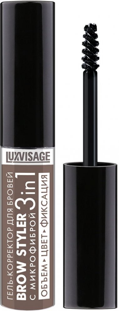 Цветной гель-корректор для бровей с микрофиброй BROW STYLER 3 в 1 тон 04 эспрессо Luxvisage &mdash; TD-EX.RU