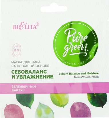 Маска для лица на нетканой основе "Себобаланс и увлажнение" Pure Green БЕЛИТА &mdash; TD-EX.RU