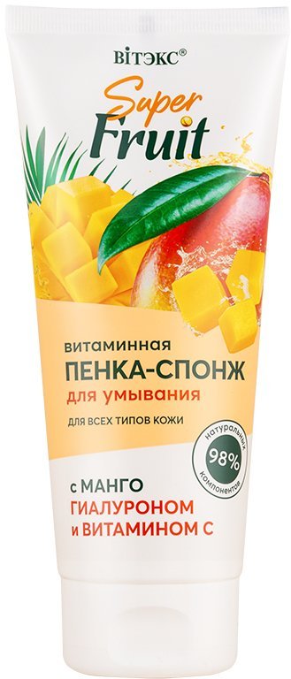 Витаминная пенка-спонж для умывания с манго, гиалуроном и витамином С Витэкс, 200 мл. фото 1 &mdash; TD-EX.RU