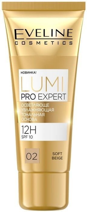 Осветляюще-увлажняющая тональная основа Lumi Pro Expert 12H SPF10 №02 Soft beige Eveline, 30 мл фото 1 &mdash; TD-EX.RU