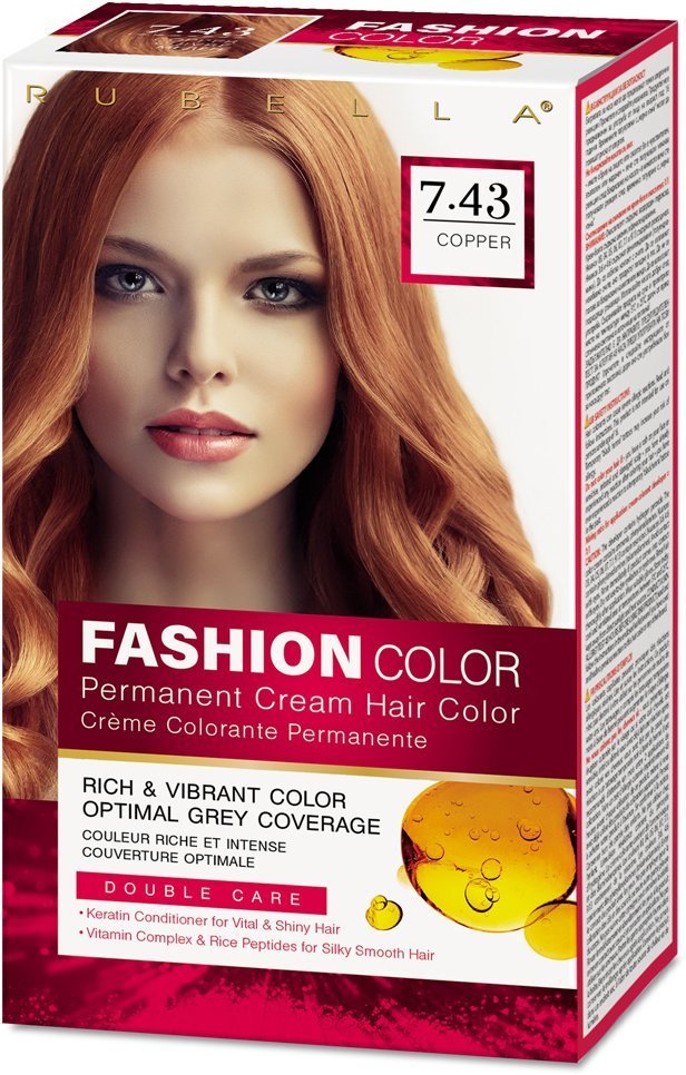 Стойкая крем-краска для волос Rubella Fashion Color 7.43 Медно-русый 50 мл фото 1 &mdash; TD-EX.RU