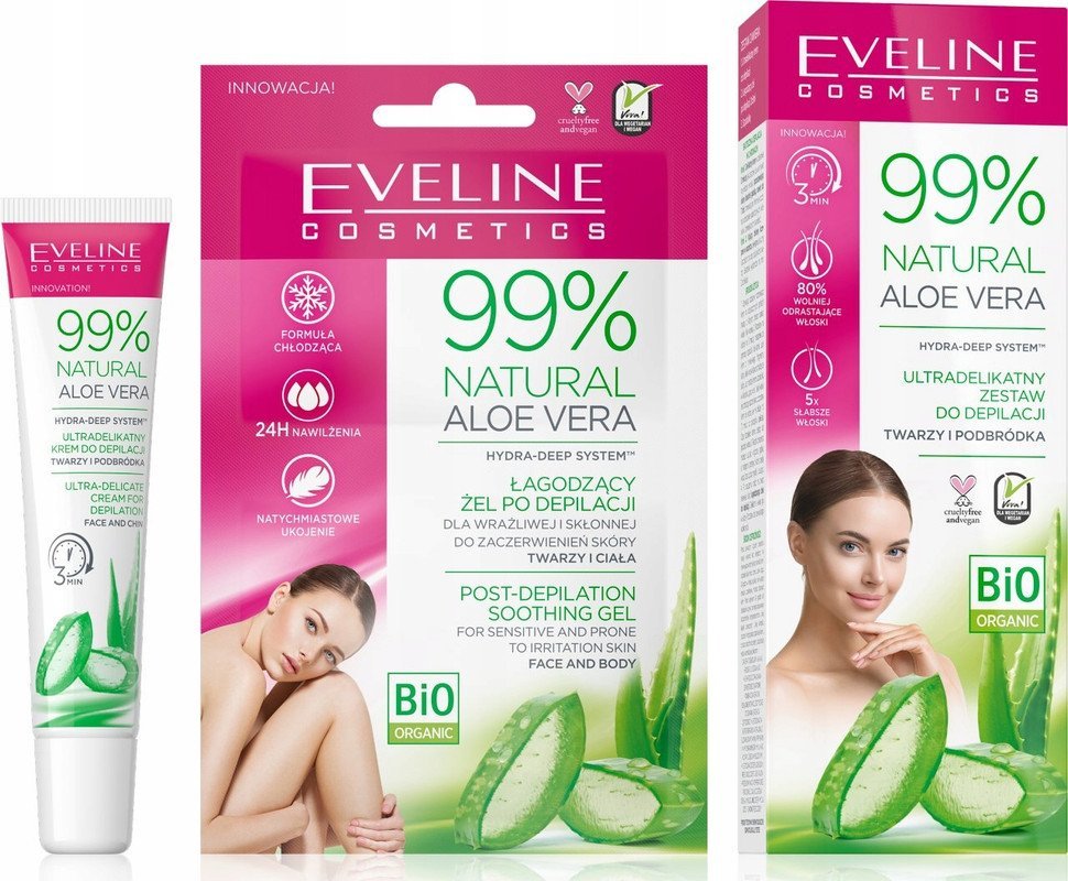 Ультраделикатный набор для депиляции лица и подбородка 99% NATURAL ALOE VERA Eveline фото 1 &mdash; TD-EX.RU
